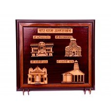 Uttarakhand Box Frame 3D Wood Carving Chardham